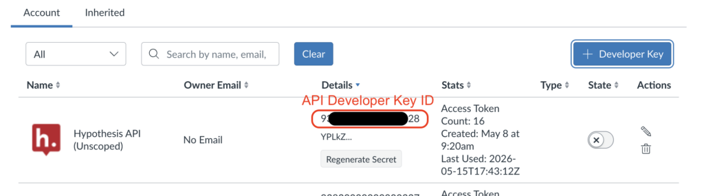 Locations of API Developer ID and Key